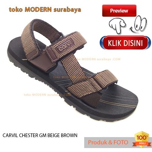 CARVIL CHESTER GM BEIGE / BROWN sandal pria casual sandal gunung slide