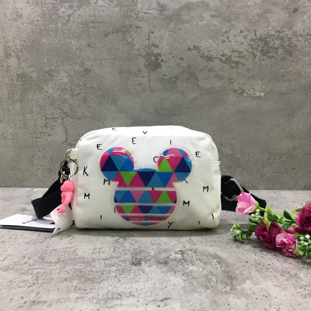 Tas Kipling Disney Minnie Mouse and Micky Mouse Shanon Crossbody Putih Original Selempang Anak Kecil