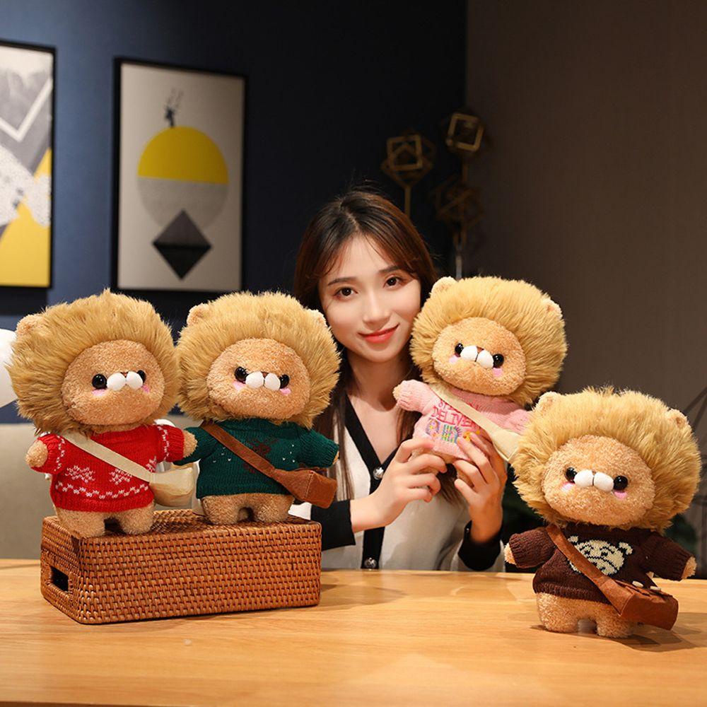 REBUY Rebuy Dressing Lion Plush Toy Cute Lovely Plushie Dolls Crossbody Sweater Lion Soft Toy Lion Boneka Mainan