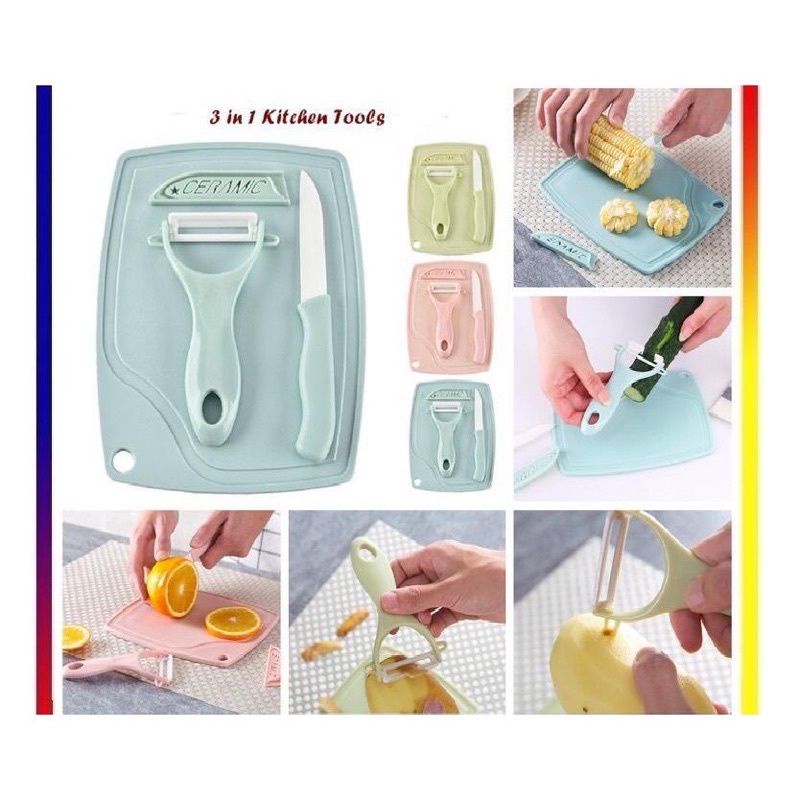 Pisau Set Keramik 3 in 1 (Telenan, Knife, Peeler)