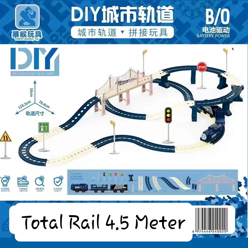 [FUNNY]Mainan Kereta Api 3 Gerbong Rail 4.5 Meter / Mainan Anak Kereta Api