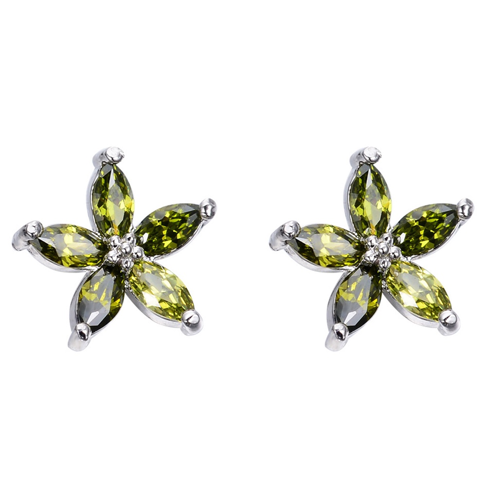 Hu Hu Hu Hu Hu Alat Bantu Pasang Kacamata♡ 1 Pasang Anting Stud Bentuk Bunga Aksen Berlian Imitasi Gaya Korea