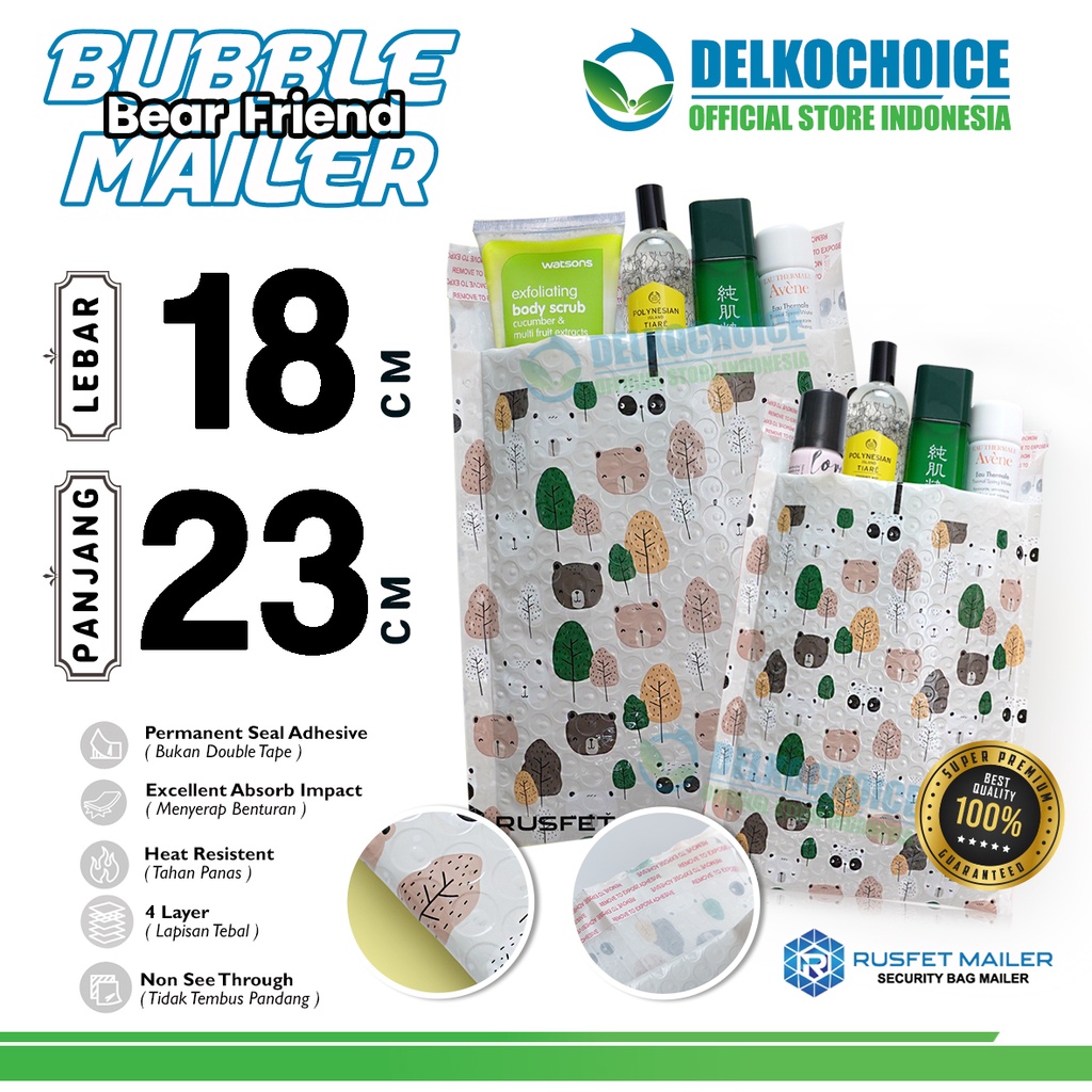 

Amplop Bubble Mailer BEAR FAMILY 18x23cm Bubblewrap Envelope Packing Online Rusfet Premium / SATUAN