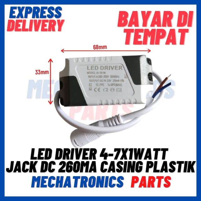 [DSP-9420] LED DRIVER 4-7X1WATT JACK DC 260mA CASING PLASTIK