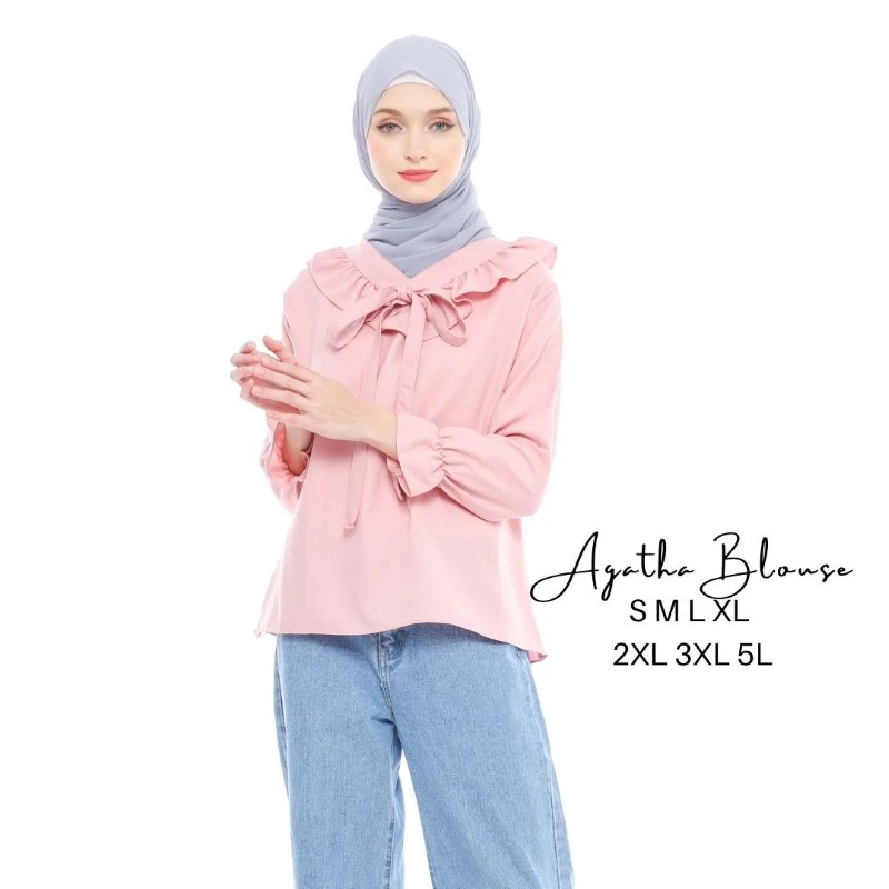 Size S M L XL XXL 3XL 4XL/5L - Agatha Blouse - Blouse Jumbo - Atasan Wanita Jumbo - Baju Jumbo - Tasan Big Size-6