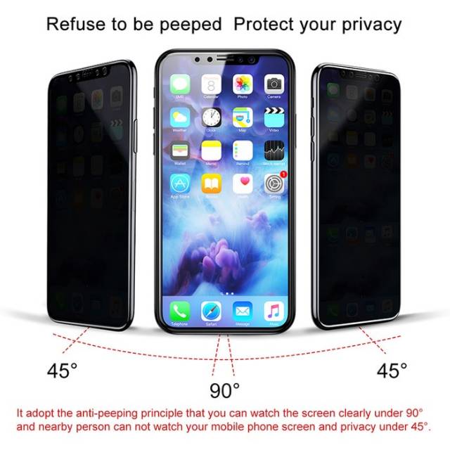 tempered glass full anti spy privacy iphone XS Max 6.5 anti gores kaca