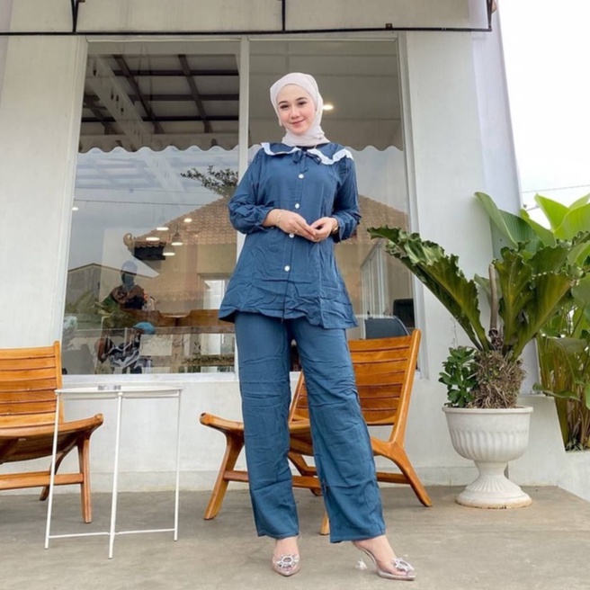 Agatha Setelan Wanita Kekinian One Set Rayon Polos Fashion Muslim Terbaru