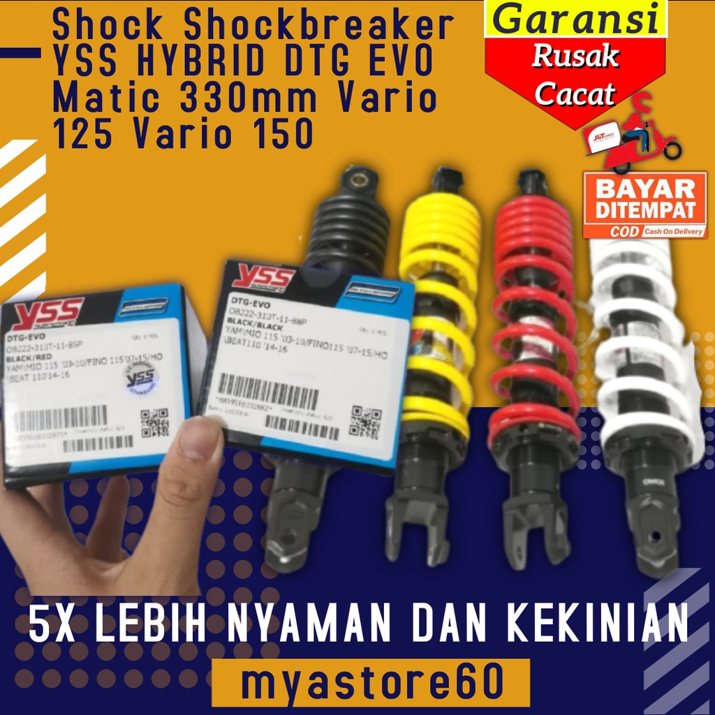 Shock Shockbreaker Shockbreker YSS HYBRID DTG EVO Matic 330mm Aksesoris Variasi Vario 125 Vario 150