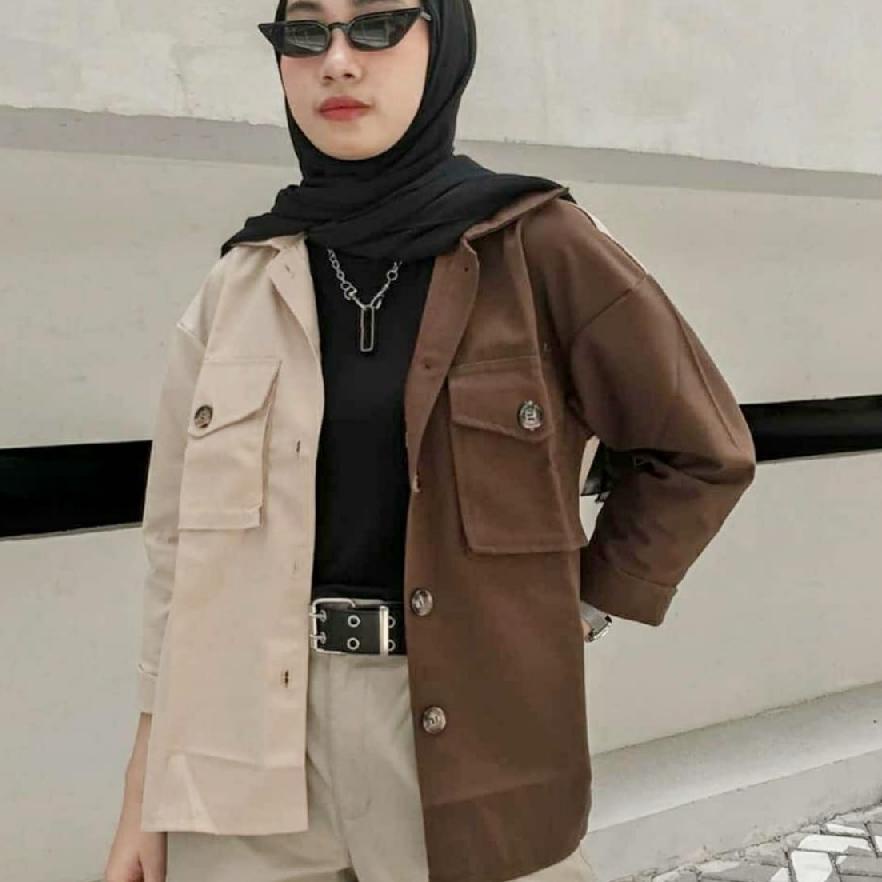 ♩ [R.A] BINGGO COMBI JAKET // Jaket Parka Kanvas Wanita Ω