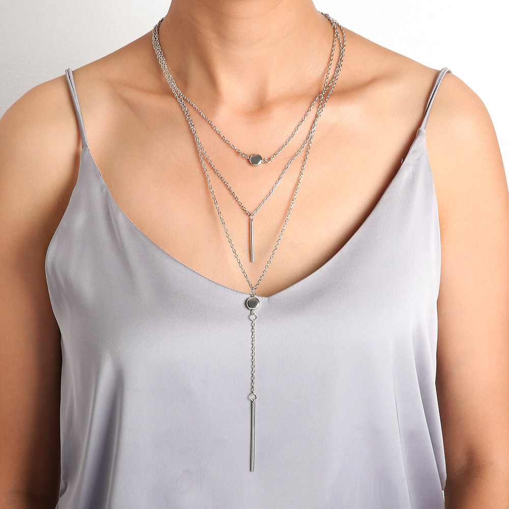 OVERFLOWS.ID Kalung Multi-Layer Import Necklace Alloy Tumpuk 3 Kalung Rantai