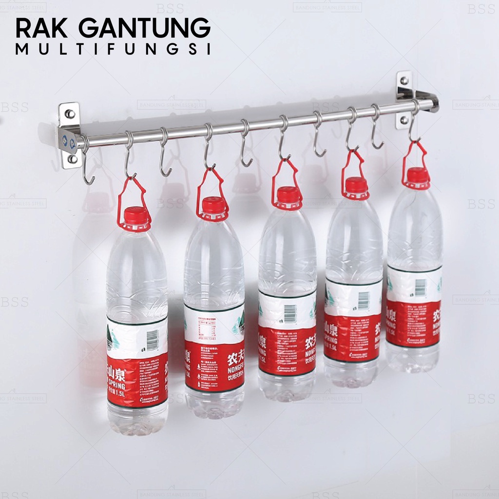 Kitchen bar 40cm Single Double rak gantungan dapur pisau panci stainless steel