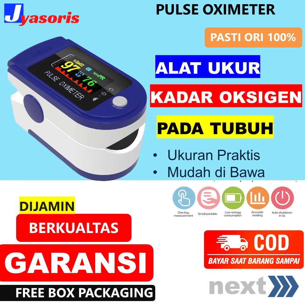 FINGERTIP PULSE OXIMETER FINGER TIP OXIMETERY ALAT KESEHATAN UKUR KADAR OKSIGEN DIGITAL DISPLAY JS38