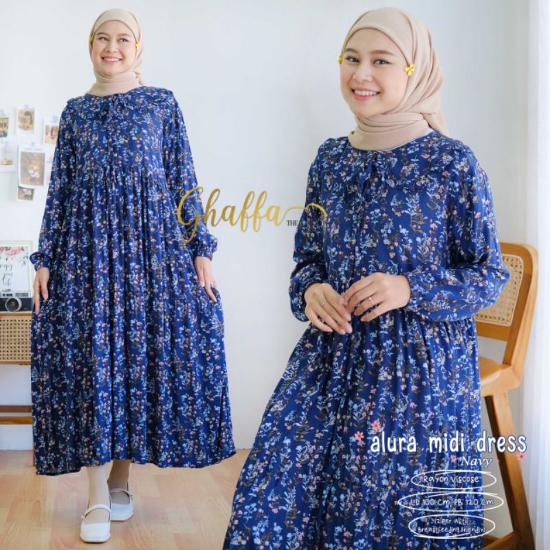 ALURA MIDI DRESS BY GHAFFA THE LABEL // MIDI MOTIF MUSLIMAH // Dress wanita