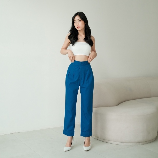 [TAVIA] JIWON HW PANTS / HIGHWAIST PANTS / HW SKINNY PANTS / CELANA KERJA  WANITA/ CELANA BAHAN/ CELANA HIGHWAIST WANITA