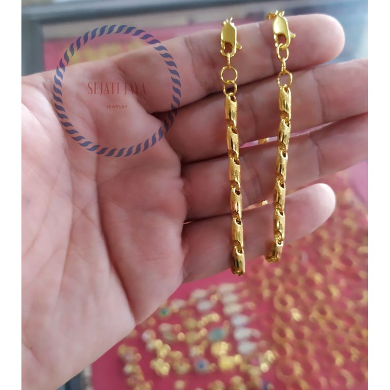 Gelang bambu padi variasi emas kadar 375