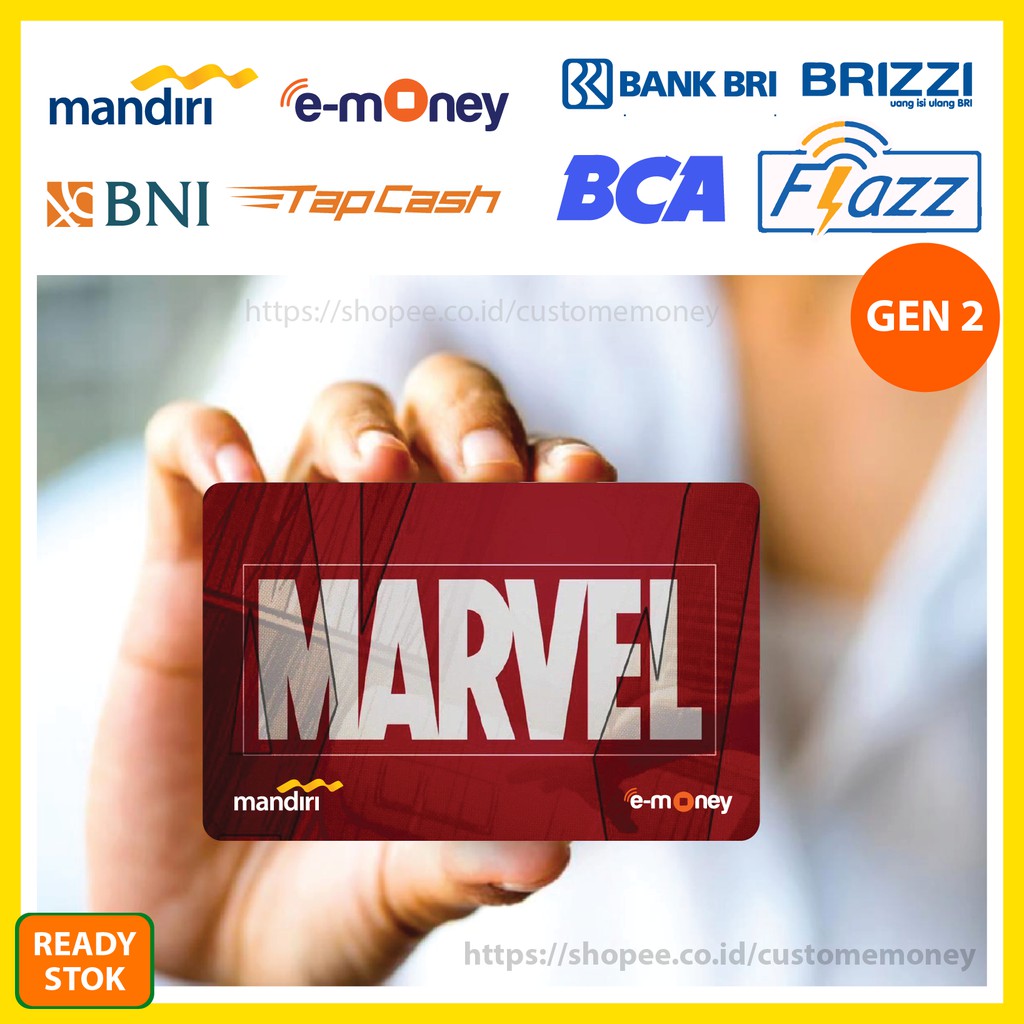 KARTU EMONEY SUPERHERO LOGO MARVEL 19 ETOLL E-MONEY MANDIRI FLAZZ BCA GEN 2 TAPCASH BRIZZI - 1 SISI