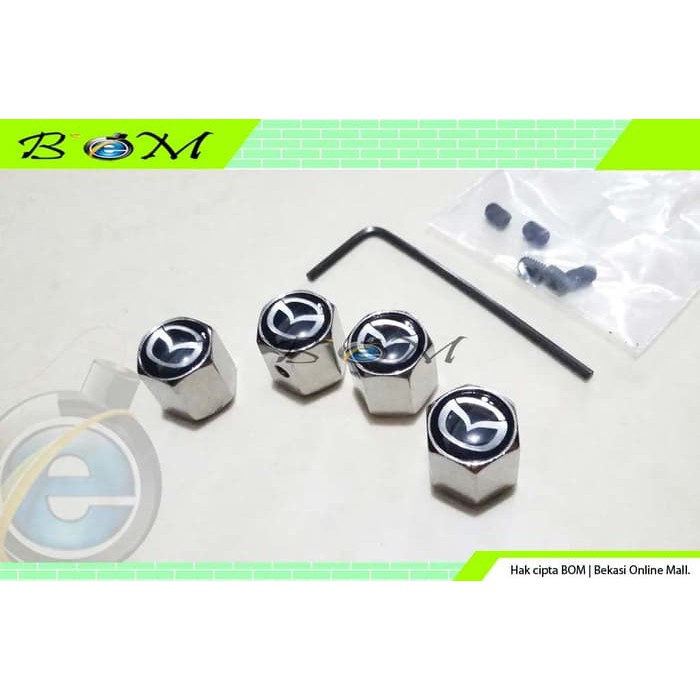 tutup pentil ban tire valves logo mobil mazda anti maling besi chrome