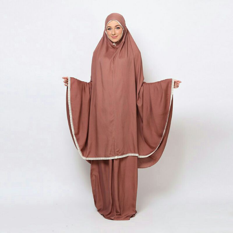 Mukena Tazbiya Plain Mocca / Mukena Polos / Mukena Dewasa
