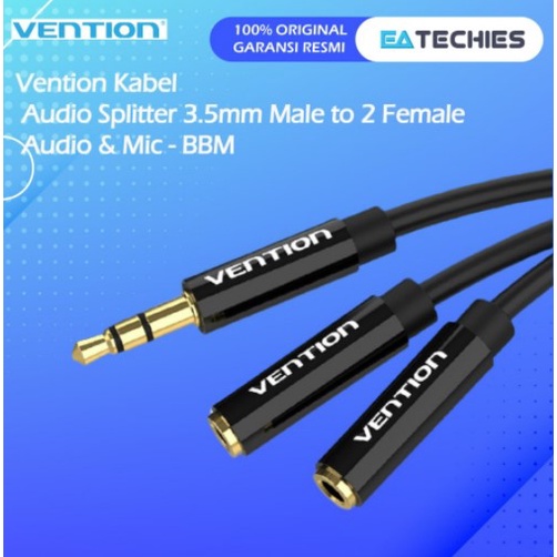 Vention Kabel Audio Splitter 3.5mm Male to 2 Female Audio &amp; Mic - BBM