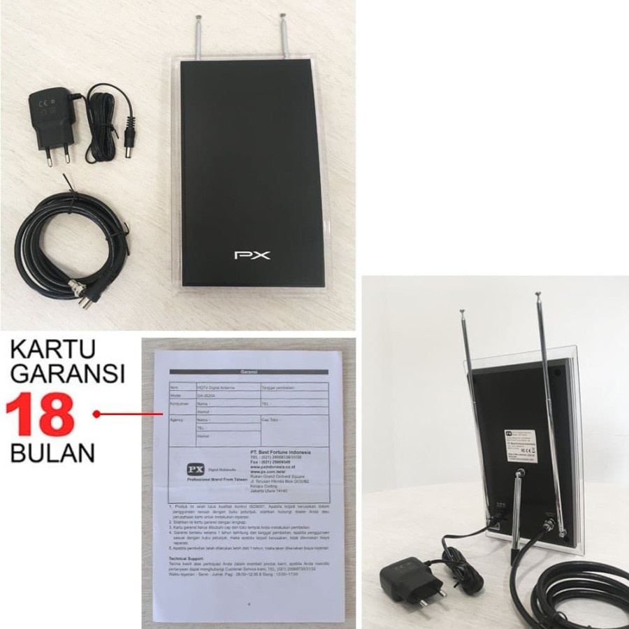 Antena TV Analog Digital DVB-T2 Indoor Antenna PX DA-3520A-Hitam