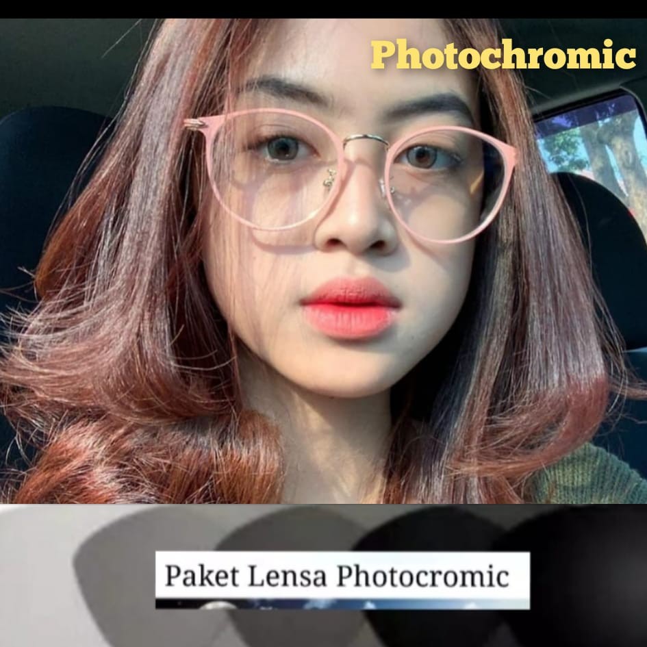 KACAMATA PHOTOCROMIC 1326 FREE BOX DAN LAP WANITA PRIA TERBARU FRAME TITANIUM OPTIK FASHION