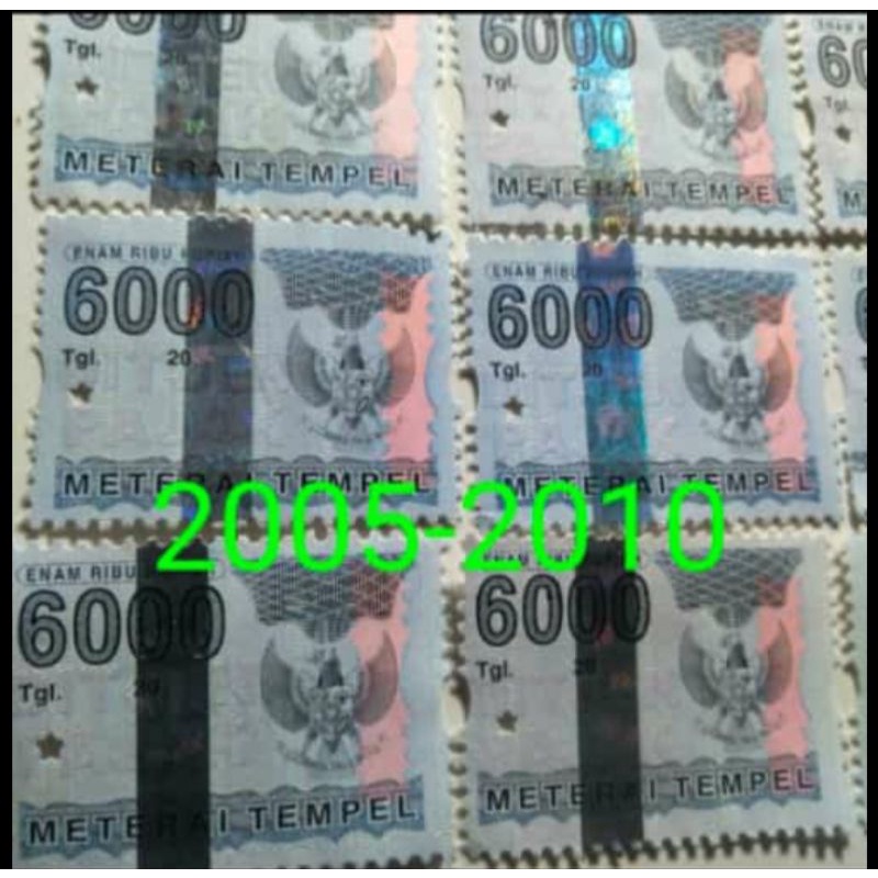 

* Meterai 6000 Rupiah Pemakaian Tahun 2005, 2006, 2007, 2008,2009,2010 Asli (S90)