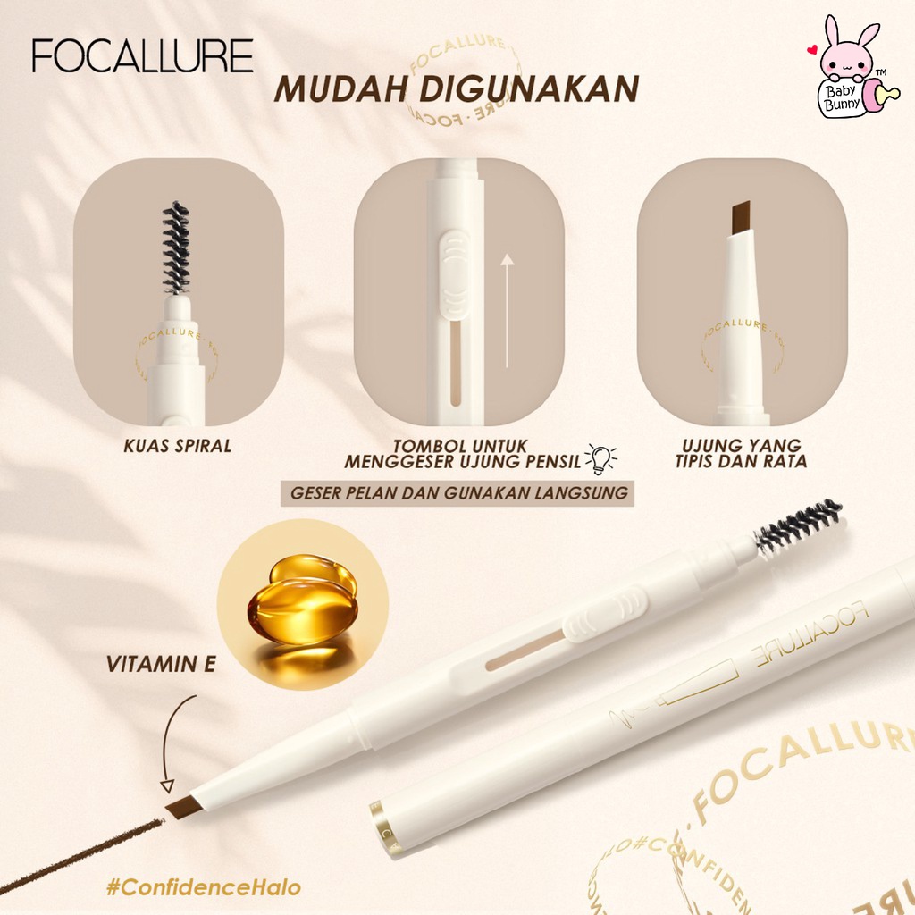 ❤ BELIA ❤ FOCALLURE Silky Shaping Eyebrow Pencil FA202 | Tahan Air Sliding Pensil alis-Makeup | Eyebrow Pen | Pensil Alis | BPOM