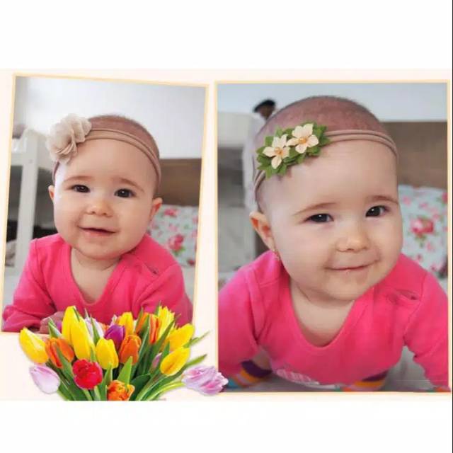 Bando Bandana Bayi Bunga Pita Lucu Lembut Elastis BD13