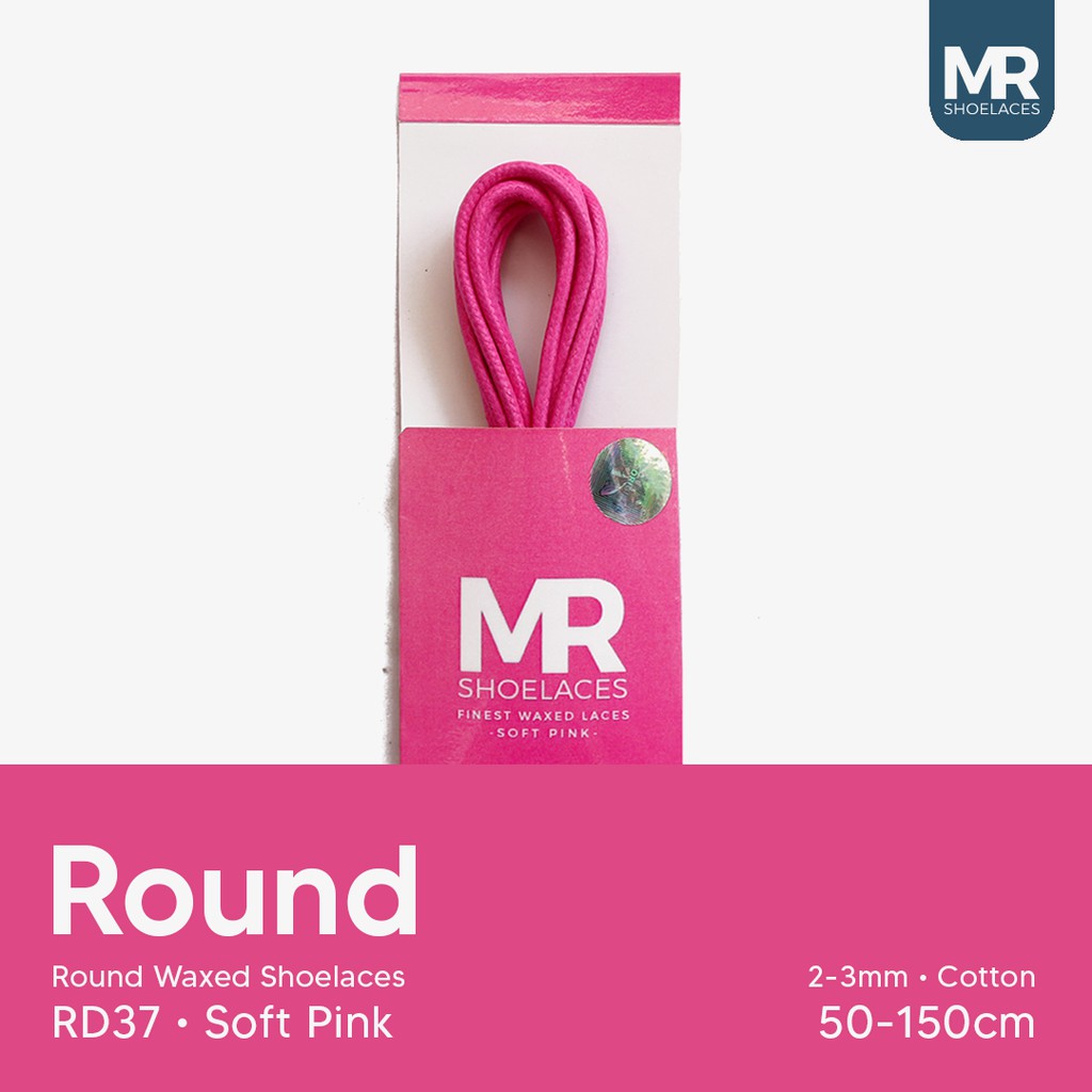 MR Shoelaces RD37 Soft Pink Tali Sepatu Lilin 2-3mm Bulat Round 50cm 60cm 70cm 80cm 90cm 100cm 120cm 150cm (Waxed Laces) - Premium Shoelace