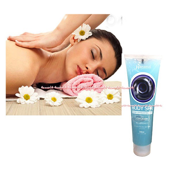 Hansui Body Spa Exfoliating Gel Wih Collagen Blueberry Gel Untuk Mengangkat Sel Sel Kulit Mati 300mL