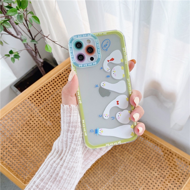 Cute Duck Angel eyes Shockproof Straight Cube Case iPhone 12 Pro Max 11 8plus 7plus 6 6s Plus 7 8 XR X XS MAX SE 11Pro Max iPhone 12 Mini TPU Soft Casing