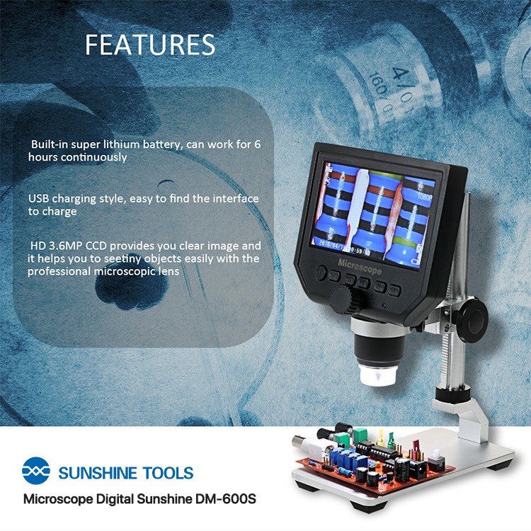 MICROSCOPE DIGITAL SUNSHINE DM-600S + LCD 4.3INC