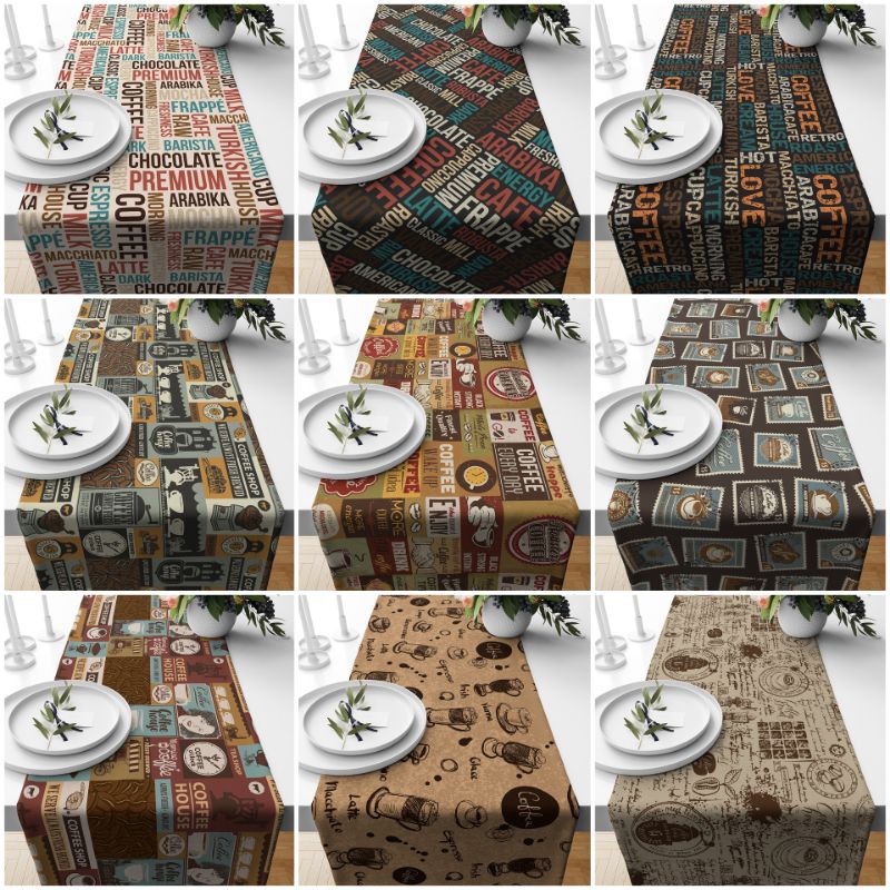 TABLE RUNNER TAPLAK MEJA MOTIF COFFEE CAFE KOPI SERIES