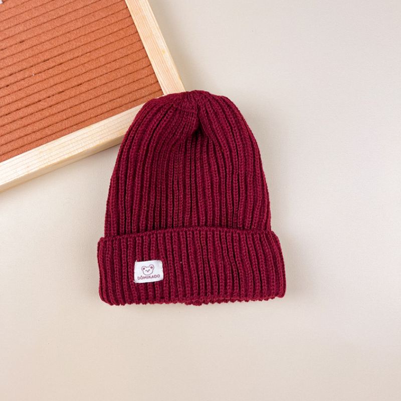Domikado | Beanie Hat | Beanie hat anak | Topi rajut anak premium-Maroon