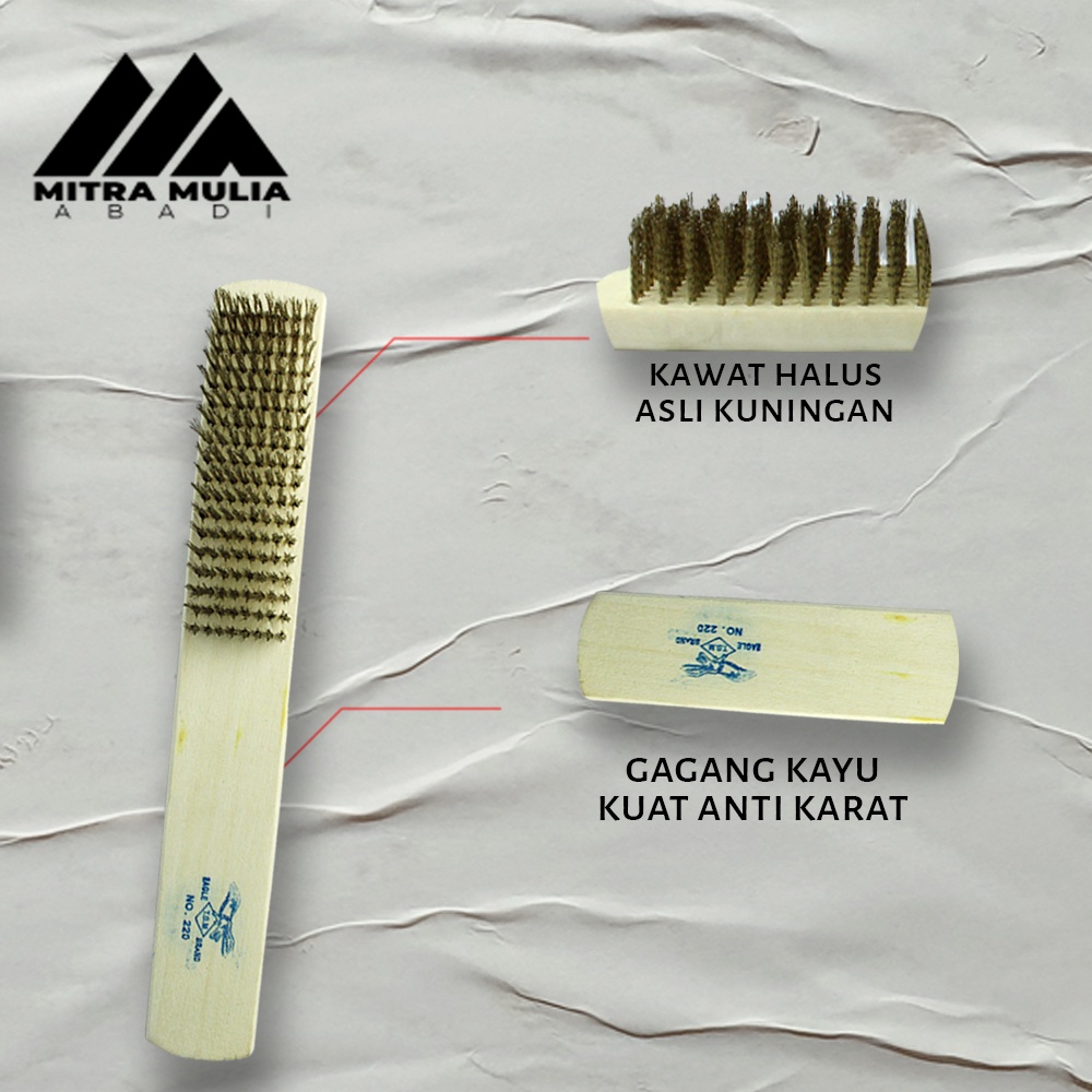 Sikat Kawat Kuningan 8 Baris l Eagle l Wire Brush Gagang Kayu