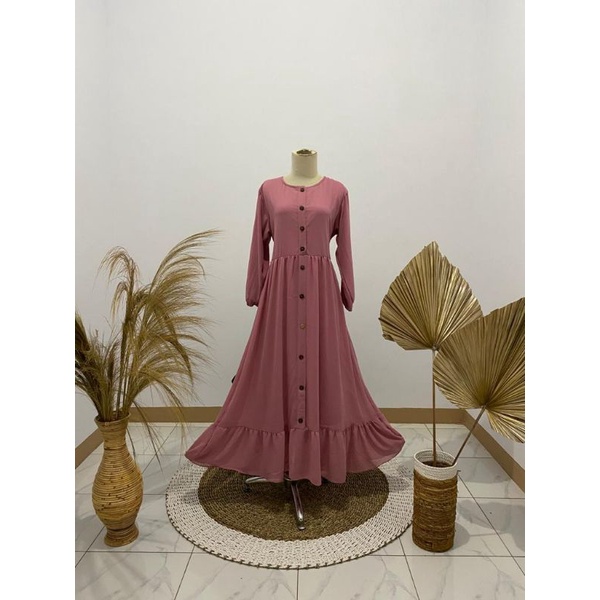 Gamis Ceruty Babydoll Polos Premium