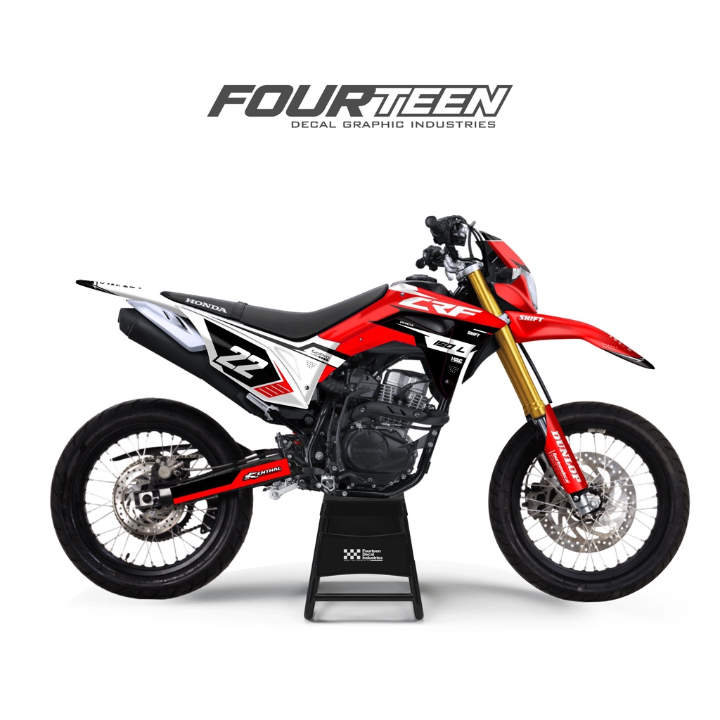 DECAL CRF 150 L - stiker dekal crf 150 supermoto MERAH PUTIH