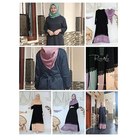 RUMAISA SET HIJAB / gamis terbaru / gamis set hijab / gamis moscrepe