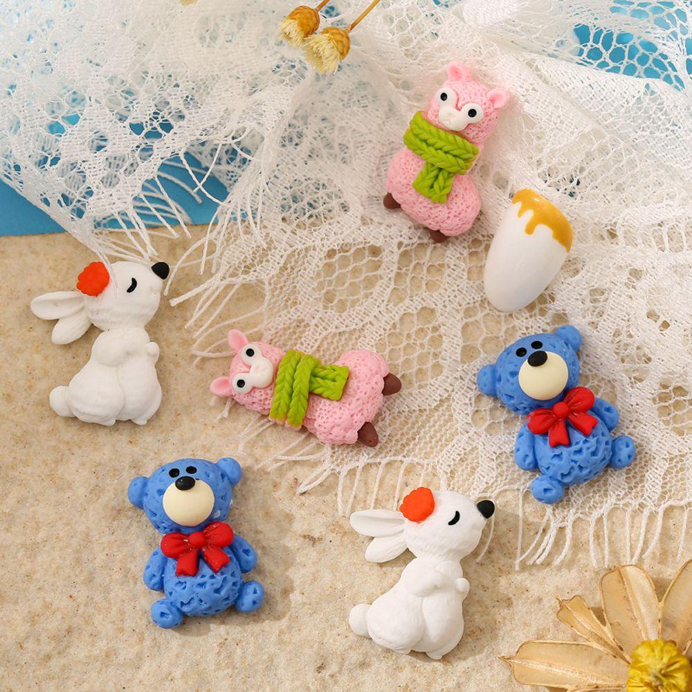 AUGUSTINA Agustinina Kartun Dekorasi Nail Art Resin Alpaka Dasi Kupu Beruang Kelinci Peluk bear DIY Perhiasan Kuku