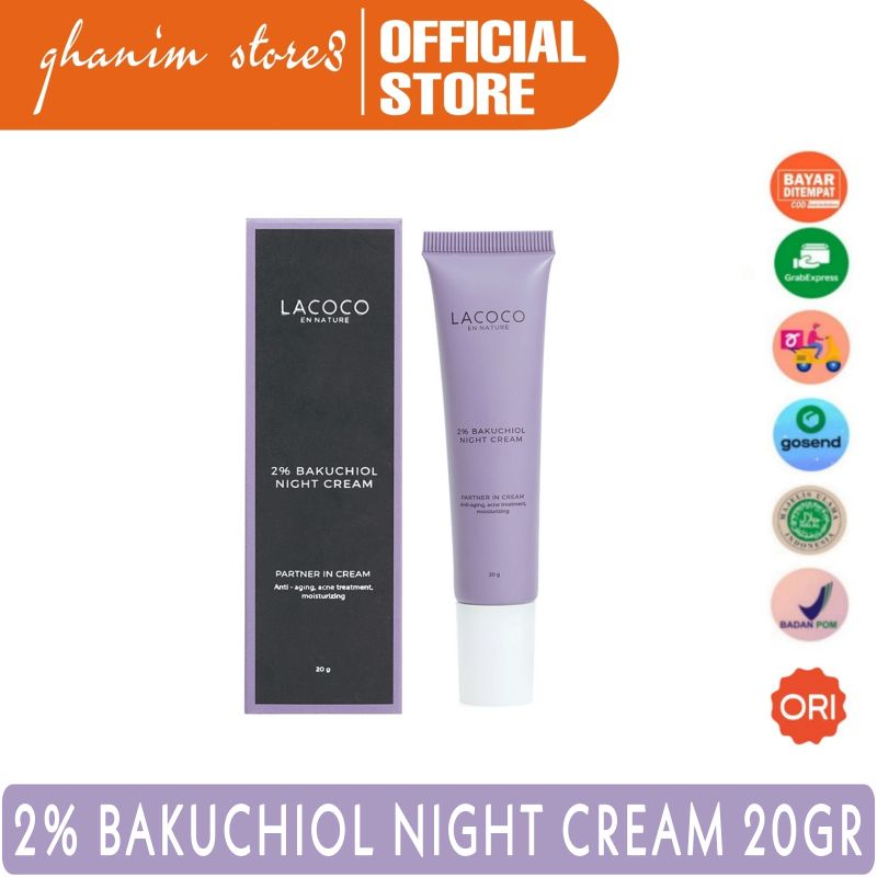 Lacoco 2% Bakuchiol Night Cream 20gr Original / Lacoco Cream Malam /  Lacoco Bakuchiol / Krim Lacoco