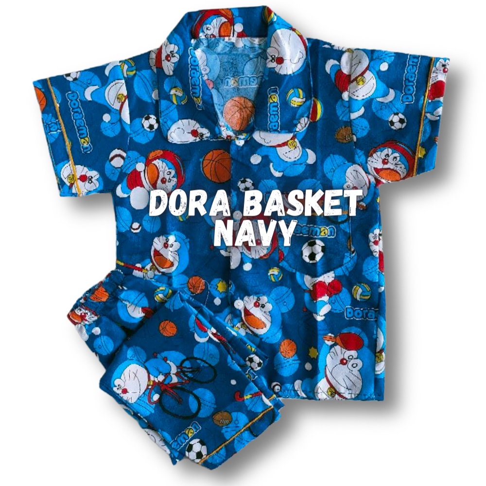 Piyama Anak Laki laki Perempuan 10 Tahun Baju tidur anak usia 12 tahun Bebas Pilih Motif size 12-DORA BASKET NAVY