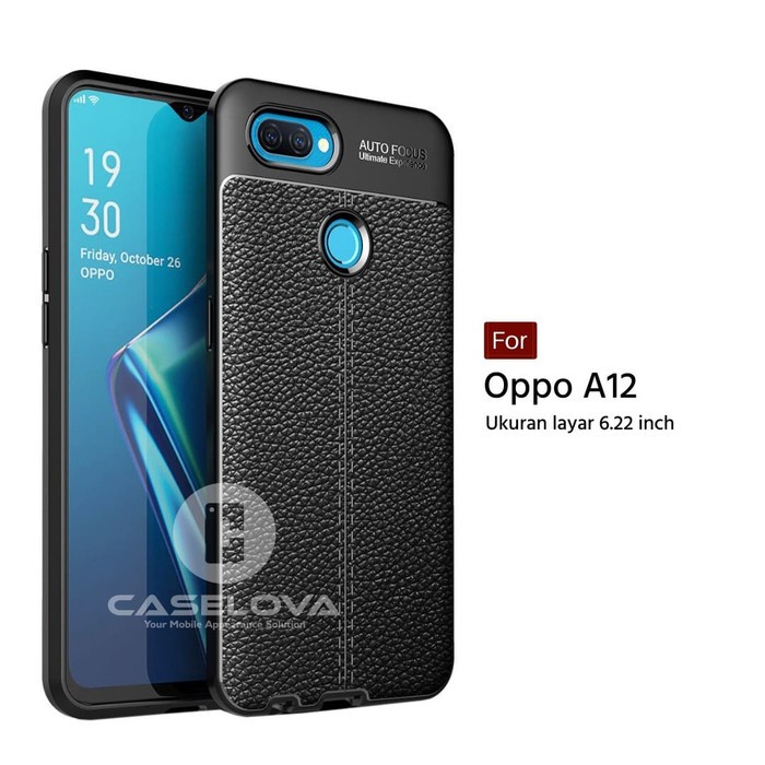OPPO A12 2020 Soft Case Auto Focus Slim Leather Case Silikon hitam - murah
