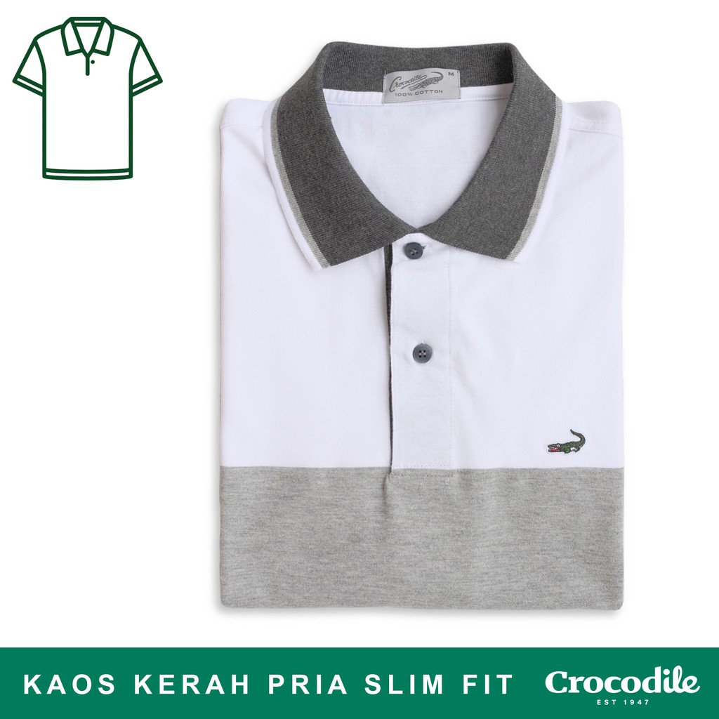 Crocodile VICK Grey - Baju Kaos Kerah Pria Men Polo Original Slim fit - Bahan Katun