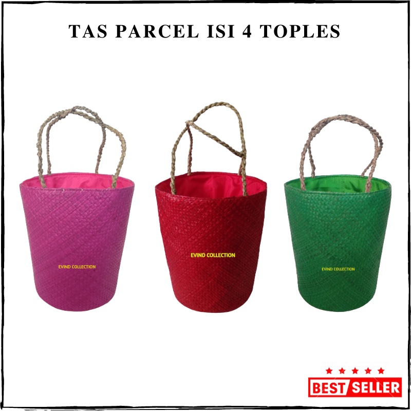 Tas Parcel Isi 4 Toples Keranjang Hampers Anyaman Pandan Tas Hampers Lebaran