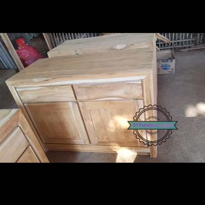 Meja untuk Tv kayu jati mentahan - bufet lemari pendek simpel polos