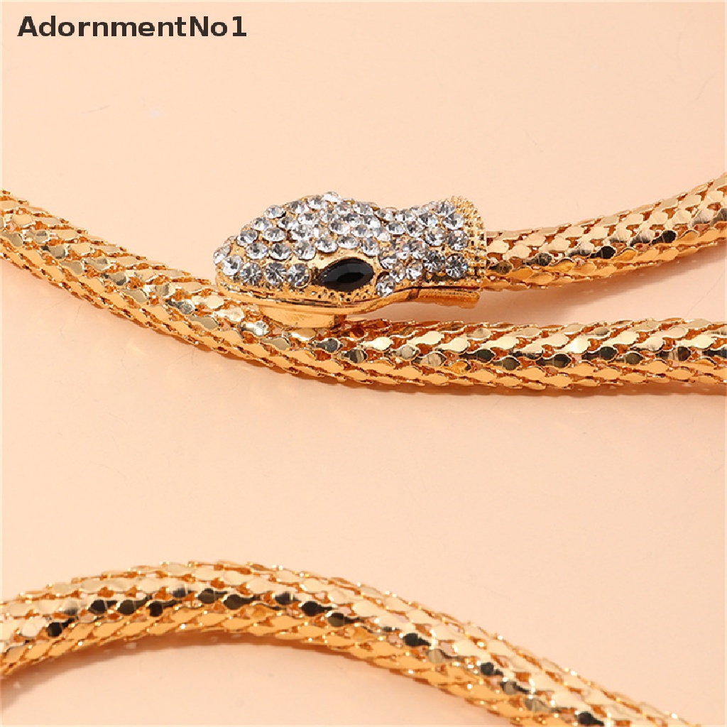 (AdornmentNo1) Gelang Tangan Rantai Gaya Bohemian Motif Ular Aksen Zircon Untuk Perhiasan Wanita