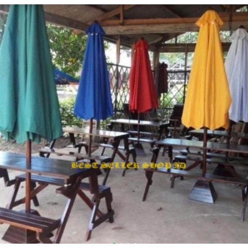Meja payung taman meja kursi lipat magic meja payung taman jati bisa untuk Outdoor, Cafe, Restoran, 