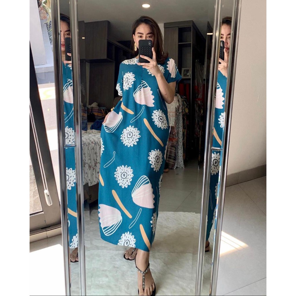 Daster Wanita Busui / Homedress / Daster Kekinian - Biru Kerang
