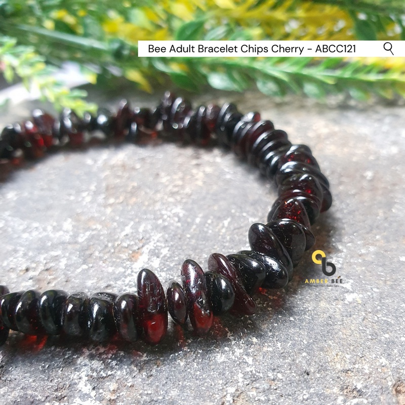 Gelang Amber Dewasa Premium Stretchy Glossy Chips Cherry ABCC121 By Amber Bee