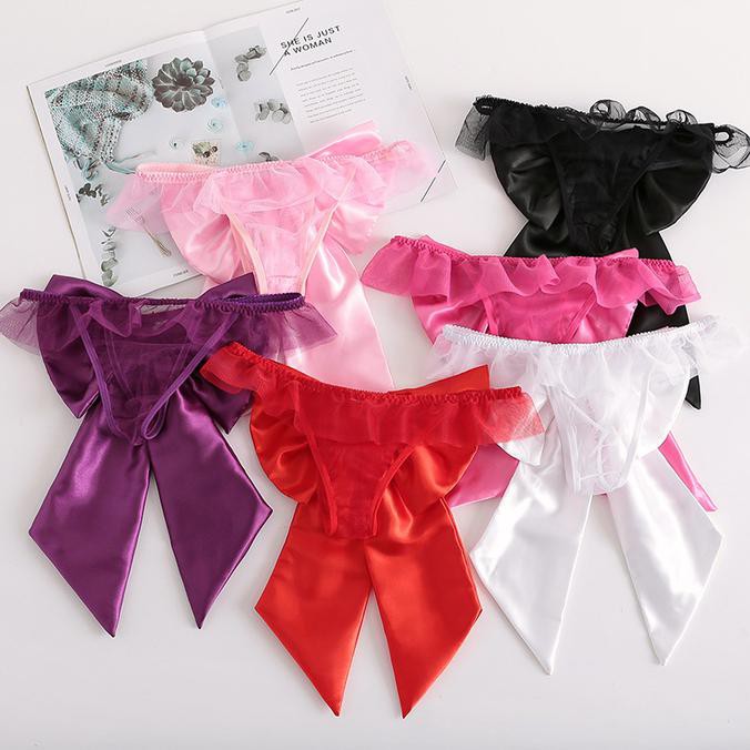 Celana Dalam Sexy Cosplay g string dengan busur bagian belakang C201 - Putih, All Size